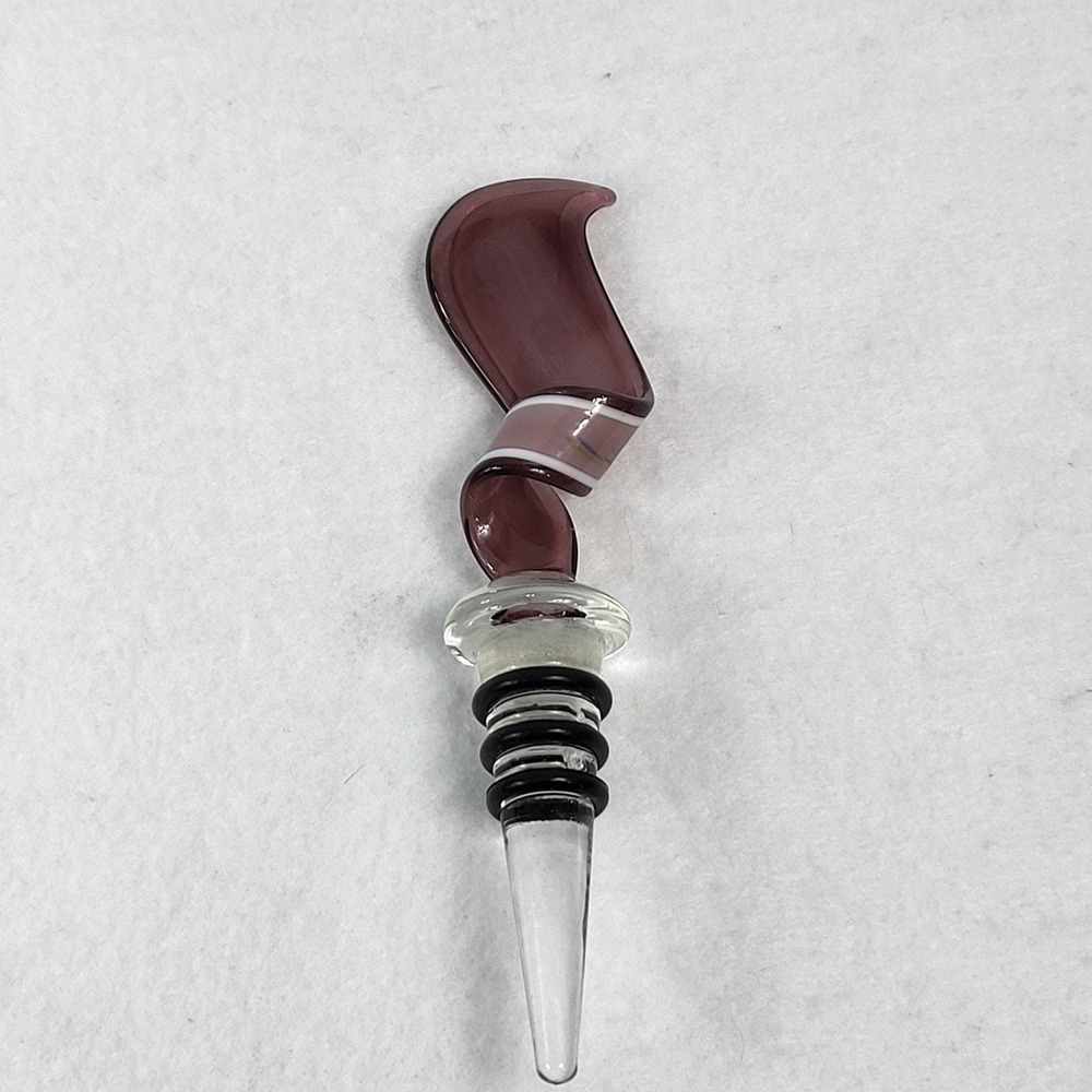 Wine Bottle Stopper Murano Italian Swirl Art Glass Purple Brown Blue Girl Night - Picture 3 of 10